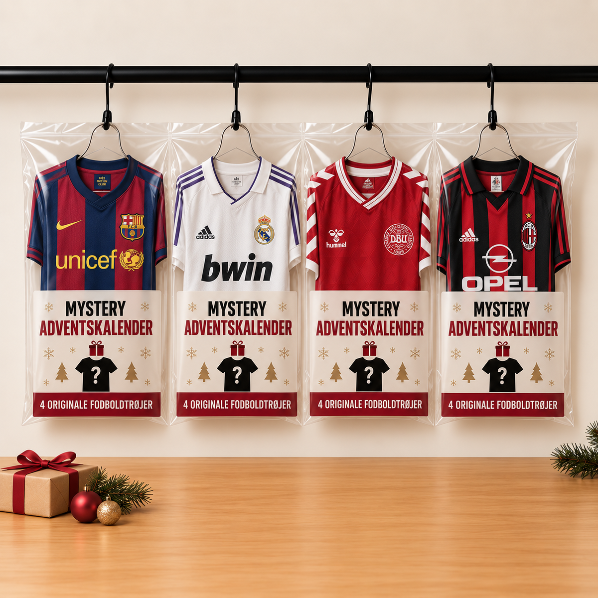 Mystery fodboldtrøjer adventskalender børn 4–16 år (4 stk)