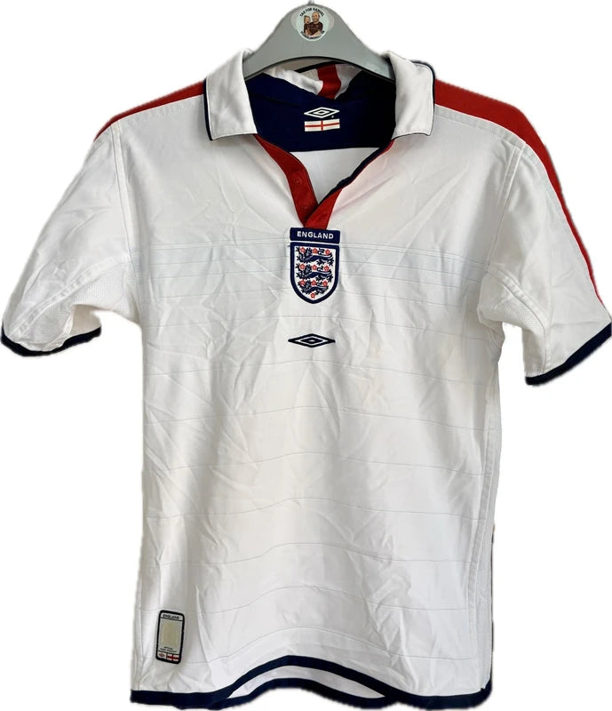 Englands landshold fodboldtrøje 2003 – Umbro, str. 10 år / 140 cm
